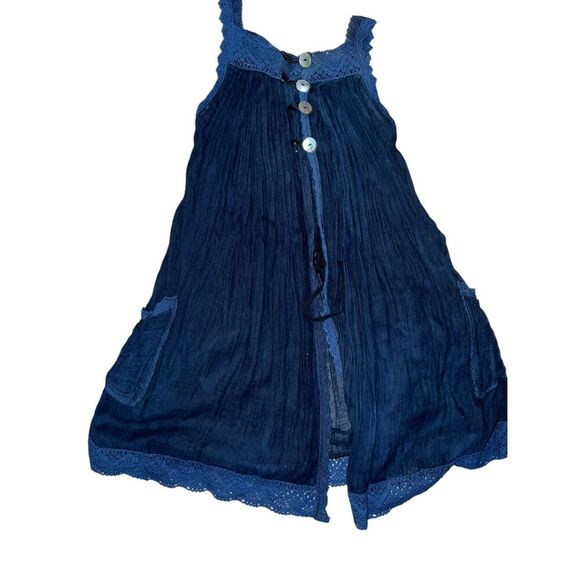 Lestra Moja London blue top size small Coastal Button Sleeveless Boho Bohemian - Picture 1 of 4